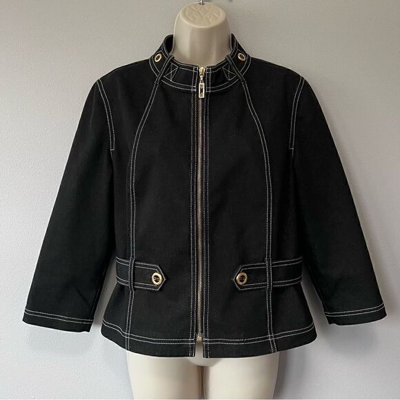 St. John Sport Lightweight High Neck Denim Jacket Size S - Picture 1 of 11